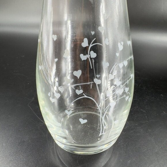 Pasabahce Clear Glass Vase Etched Flowers Floral Made in Turkey Tall Vessel Vase - Picture 7 of 15